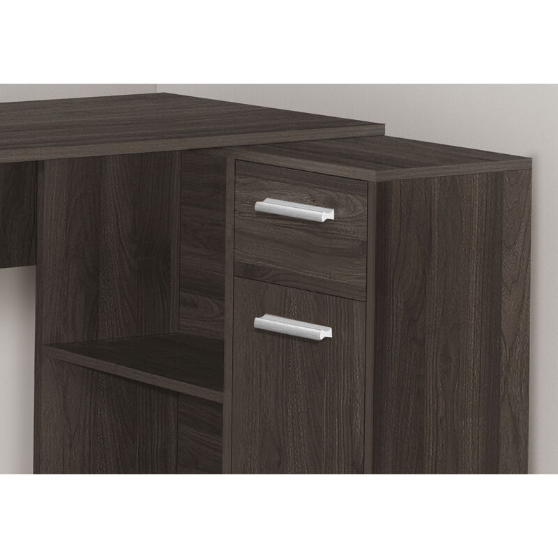 Monarch Specialties I 7349 Computer Desk, Home Office, Corner, Storage Drawers, 46"L, L Shape, Work, Laptop, Laminate, Brown, Contemporary, Modern