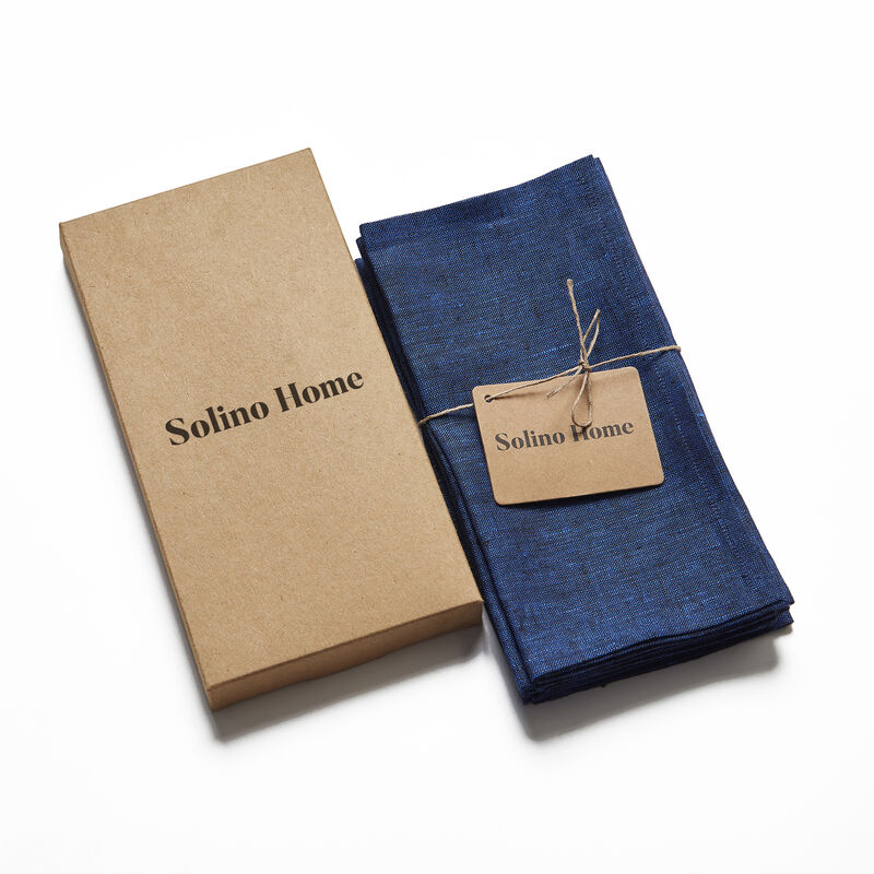 Solino Home 100% Pure Linen Cocktail Napkins Set of 12 | Athena