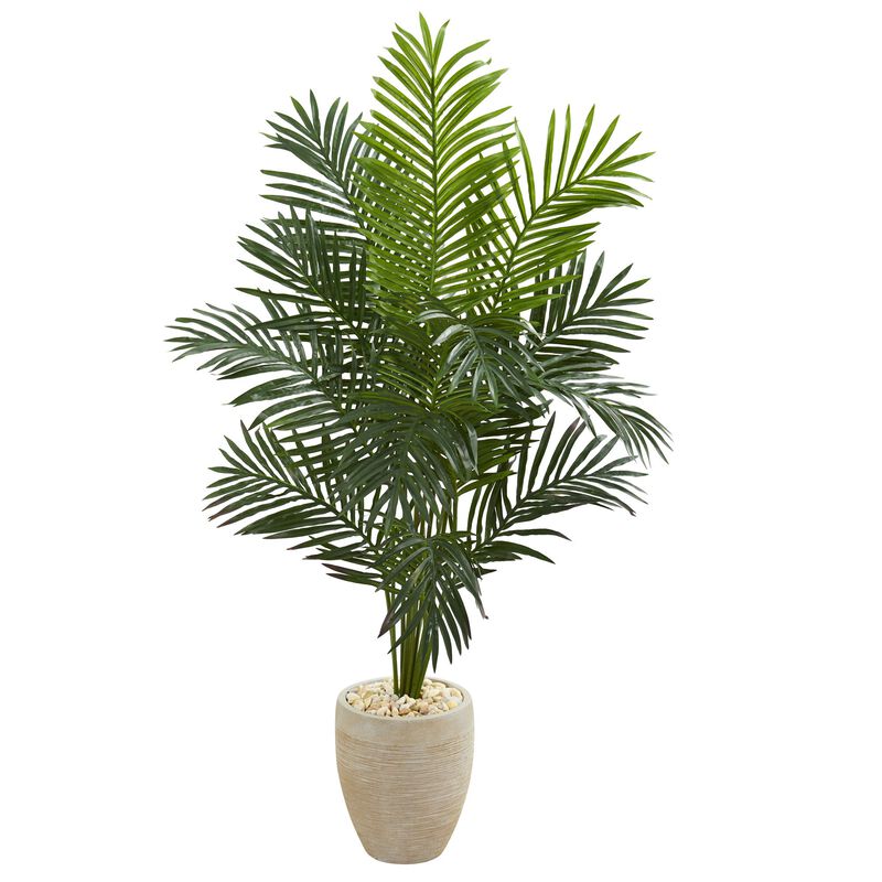 Hivvago 5.5 Feet Paradise Artificial Palm Tree in Sand Colored Planter
