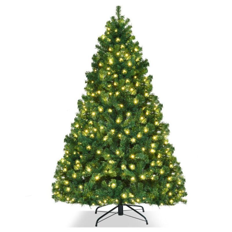 Hivvago 7/7.5/8 Feet Pre-lit Artificial Natural Christmas Tree with LED Lights