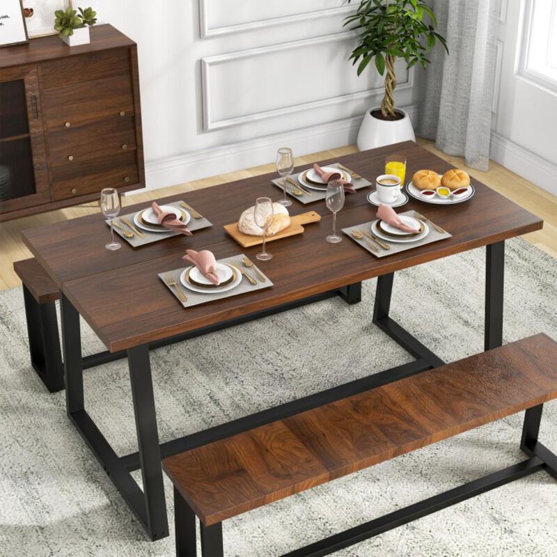 Hivvago Large Dining Table with Heavy-duty Metal Frame and Anti-slip Foot Pads