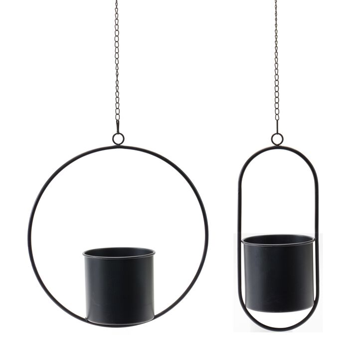 Modern Hanging Planter with Frame for Stylish Indoor and Outdoor Plant Display (Set of 2)