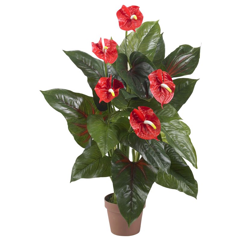 Hivvago 3" Anthurium Silk Plant (Real Touch)