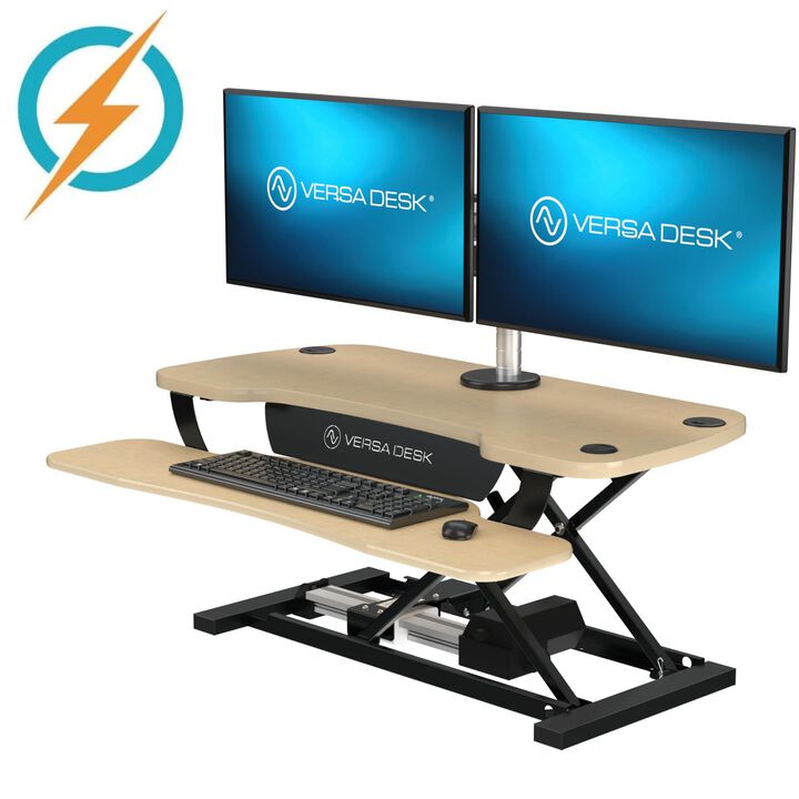 VersaDesk PowerPro® 36"W Electric Adjustable Standing Desk Converter, Maple