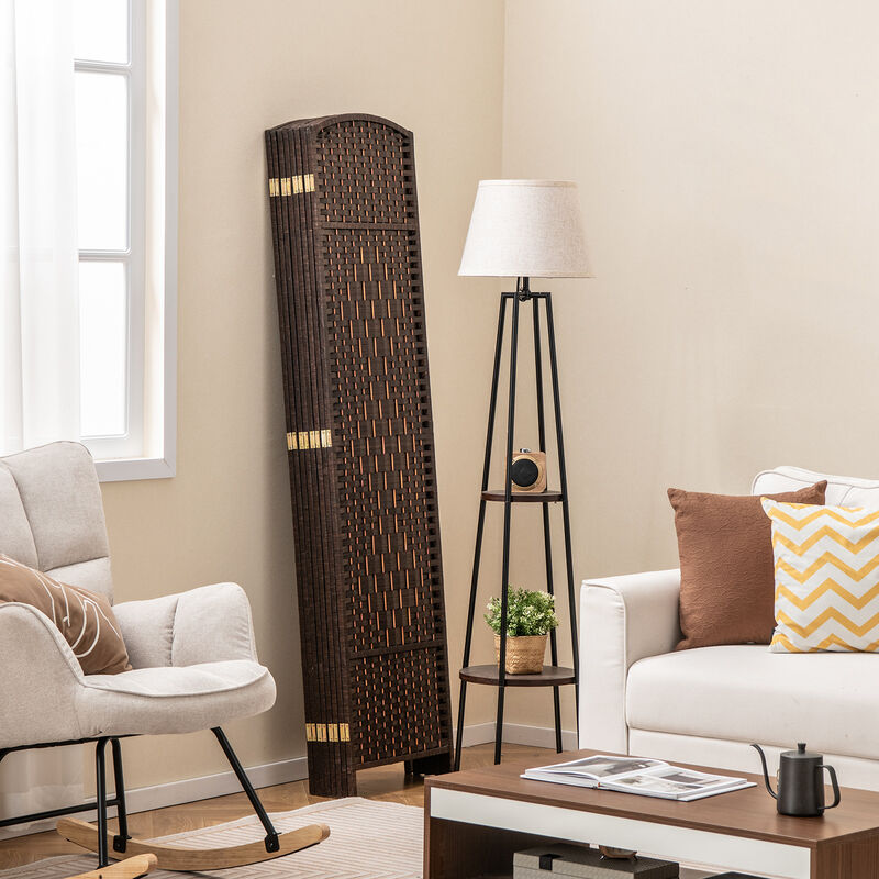8-Panel Folding Room Divider with Hand-Woven Texture and Solid Wood Frame for Privacy and Decor