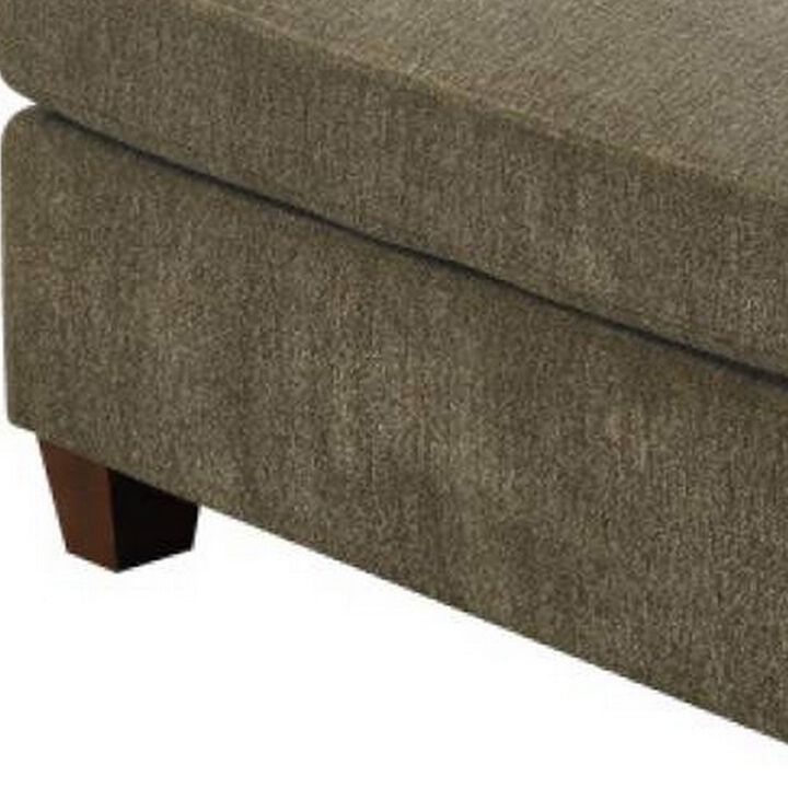 37 Inches Fabric Upholstered Wooden Ottoman, Taupe Brown-Benzara