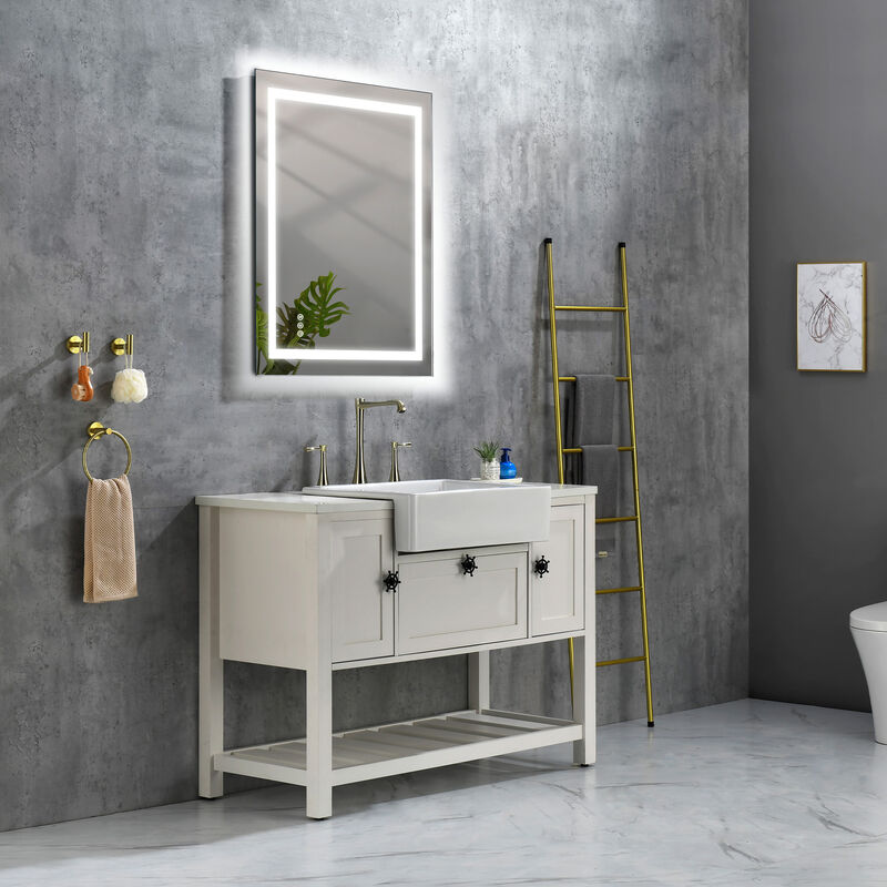 LED Bathroom Mirror with Frontlit and Backlit Wall-Mounted Vanity Mirror for Enhanced Bathroom Lighting