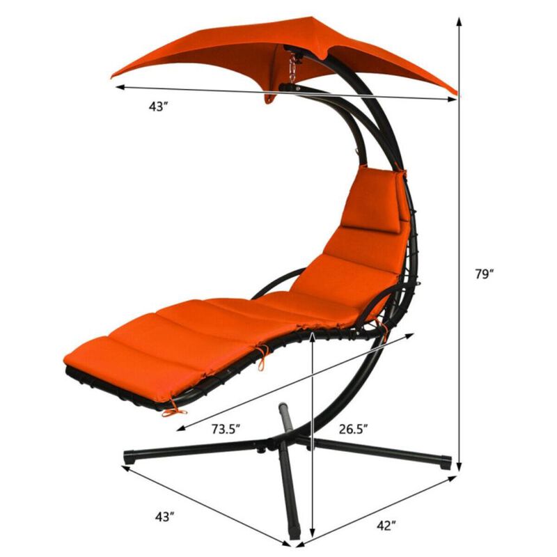 Hivvago Hanging Stand Chaise Lounger Swing Chair with Pillow