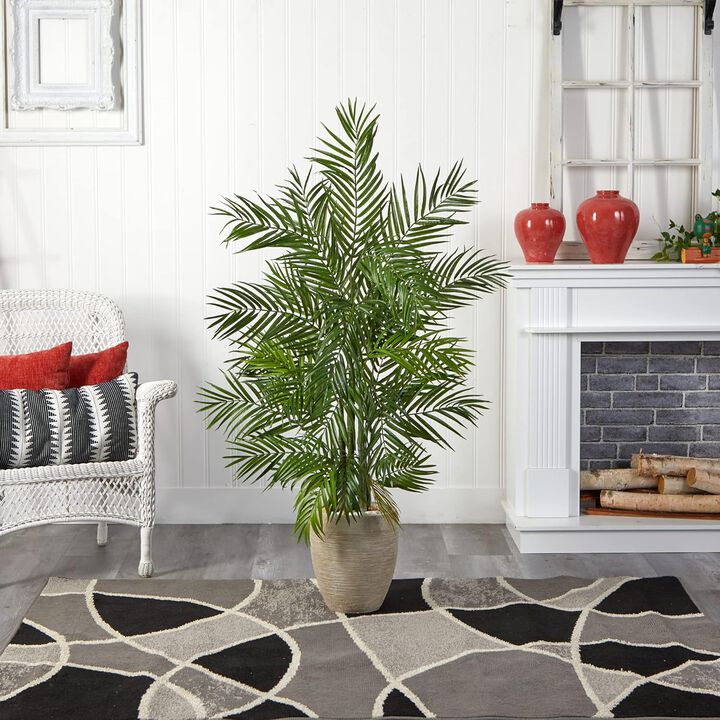 Hivvago 5 Feet Areca Palm Artificial Tree in Sand Colored Planter