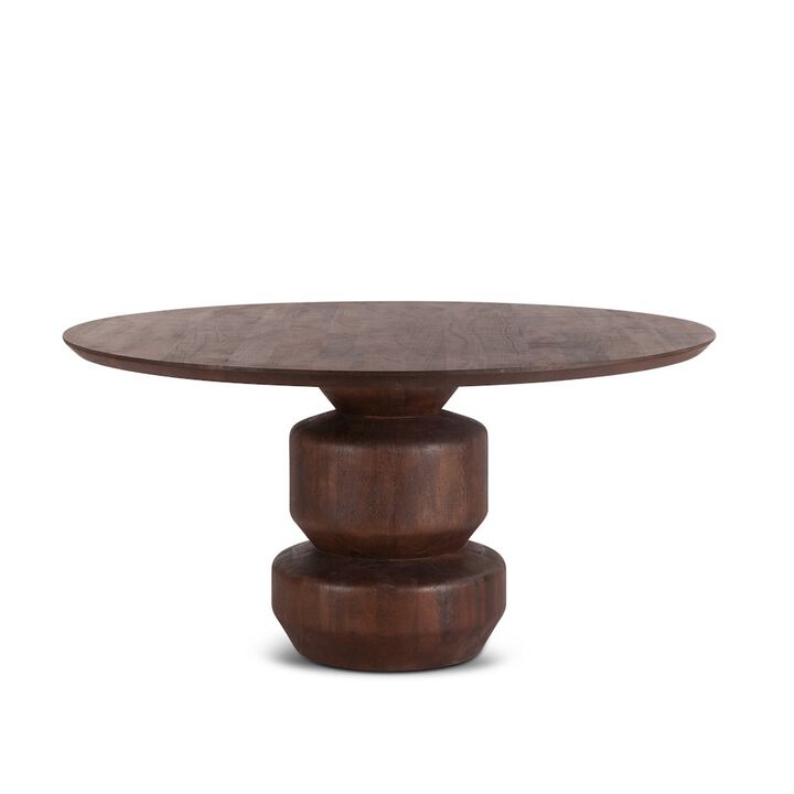 World Interiors Oxford 60 Dining Table in Mango Wood with Walnut Finish