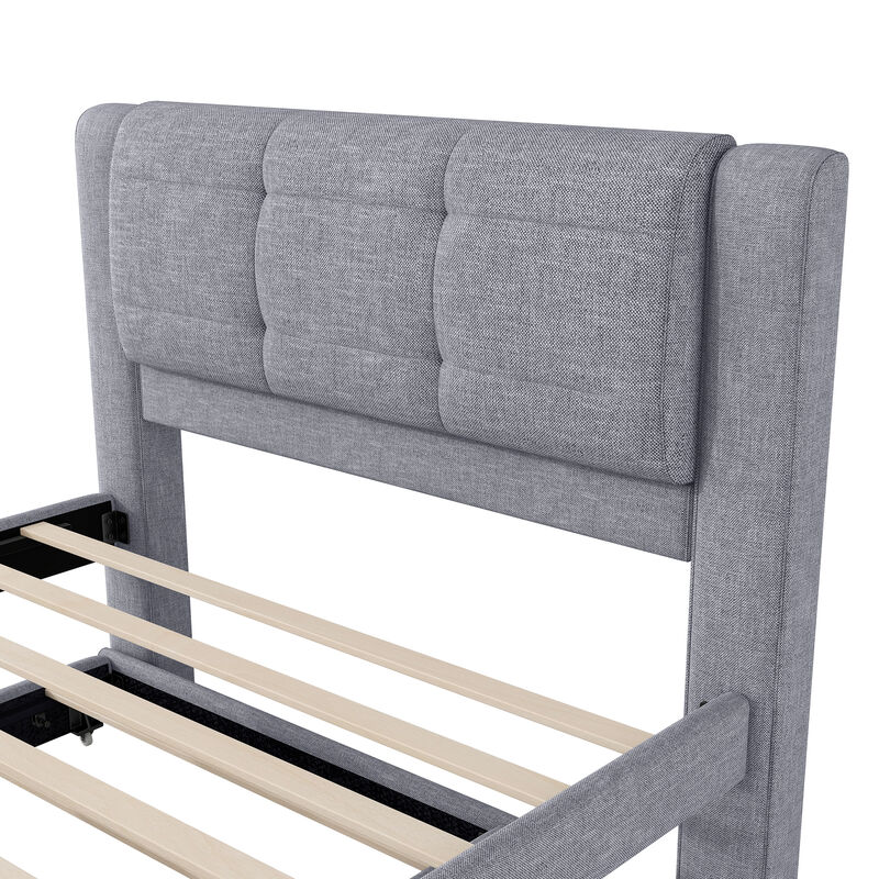 Merax Upholstery Platform Bed with Trundle