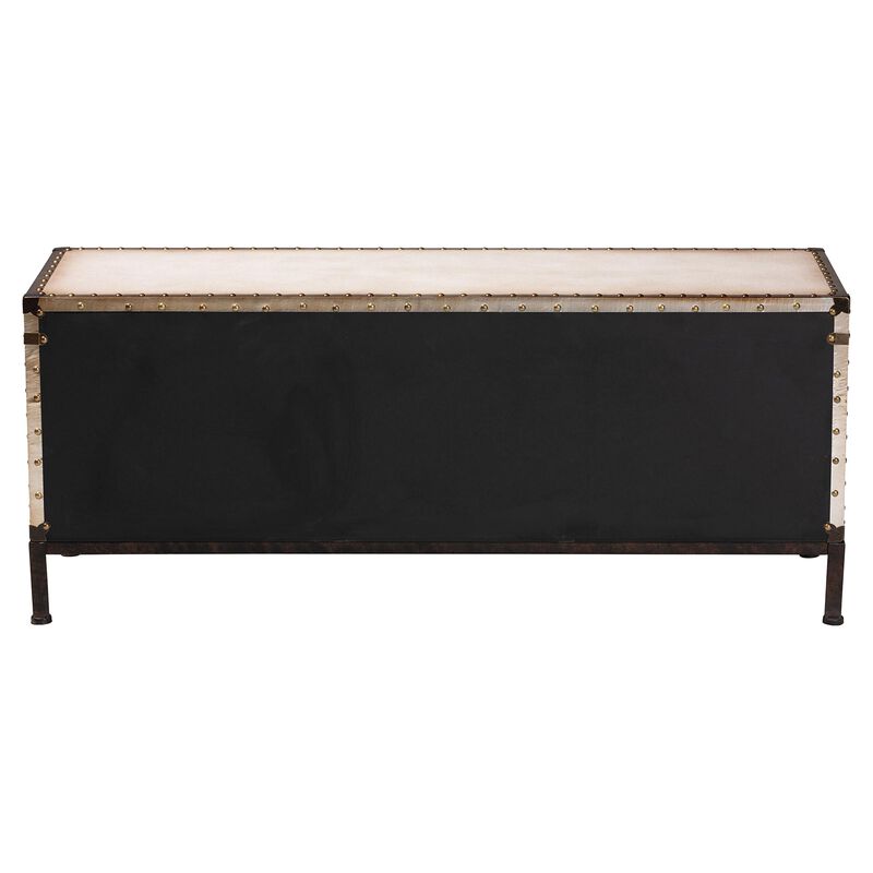 Baxton Studio Heaton Vintage Weathered White Canvas 4 Drawer Storage Bench
