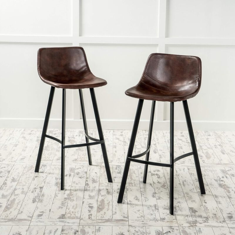 Modern Faux Snakeskin Barstool Set with Curved Seating and Matte Black Legs
