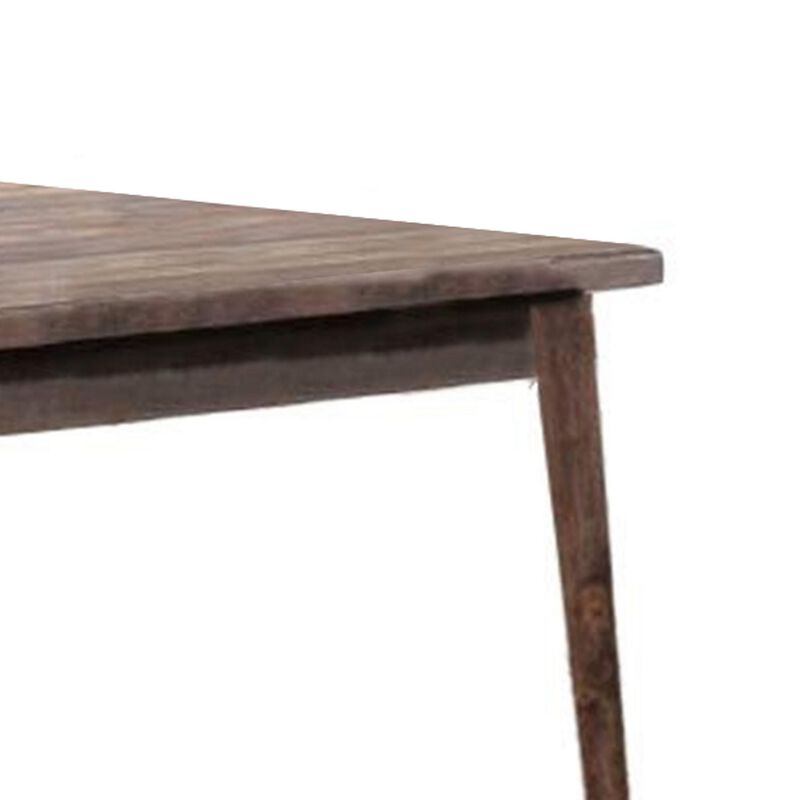 Lee 59 Inch Rectangular Dining Table, Tapered Legs, Modern Brown Grain Wood-Benzara