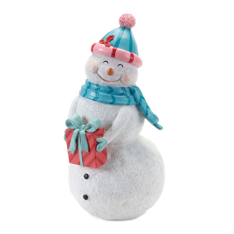 Resin Snowman Figures Set of 2 for Holiday Home Decorations
