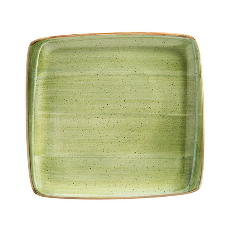 Therapy 8.5" x 8" Square Green Porcelain Plate (Set of 2)