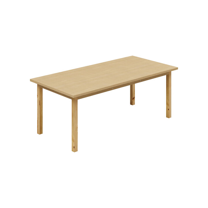 FUFU&GAGA Natural Wood Dining Table, MDF & Rubberwood Construction (78.7" W x 29.6" H x 37.8" D), Natural Wood Finish