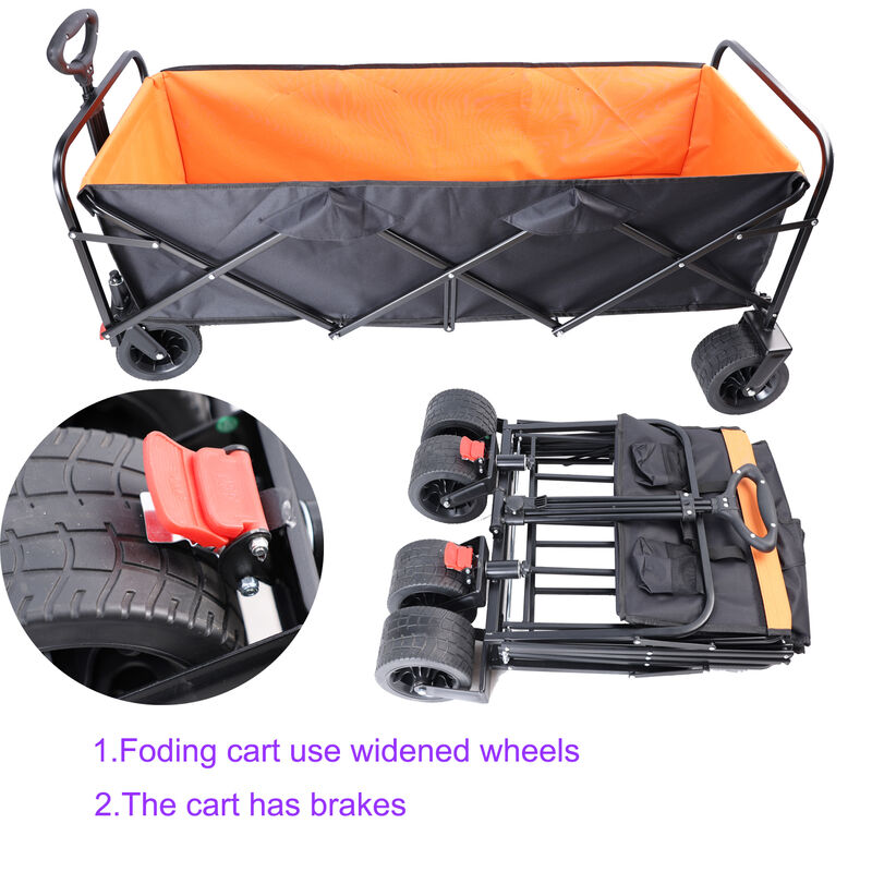 Streamdale Foldable XL Beach Cart in Black & Orange