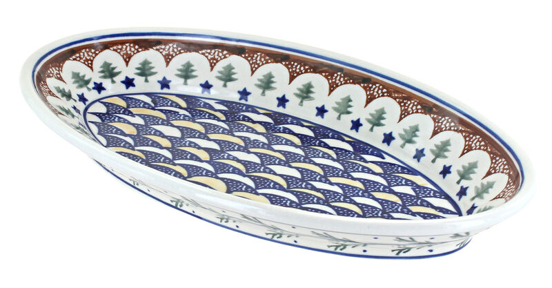 Blue Rose Polish Pottery Nature Small Oval Platter