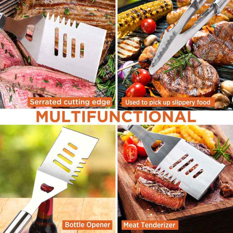 Commercial Chef BBQ Grilling Accessories - Weber Grill BBQ Accessories - BBQ Tools Set - Barbeque Smoker Accessories - For Tailgating, Camping Kitchen - Birthday Chef Grilling Gifts for Men (25 Piece)