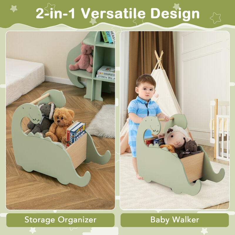 2-in-1 Wooden Baby Push Walker with Handle Toy for Early Walking and Play