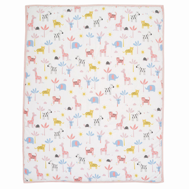 Lambs & Ivy Snuggle Jungle Pastel Safari Cotton Jersey 5-Piece Crib Bedding Set