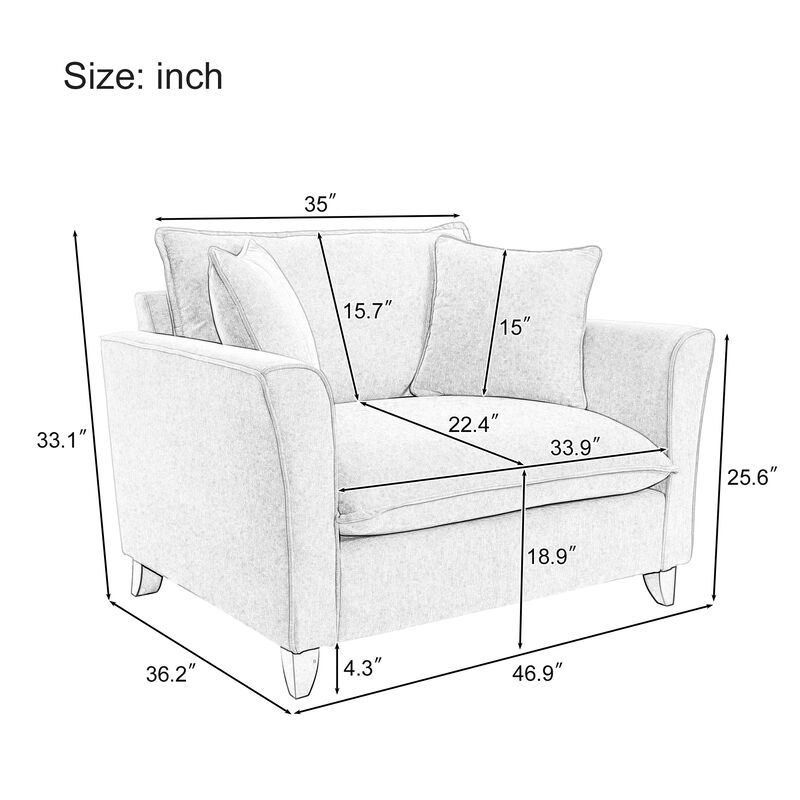 Merax Chenille Fabric Accent Armchair Single Sofa with Pillow for Living Room