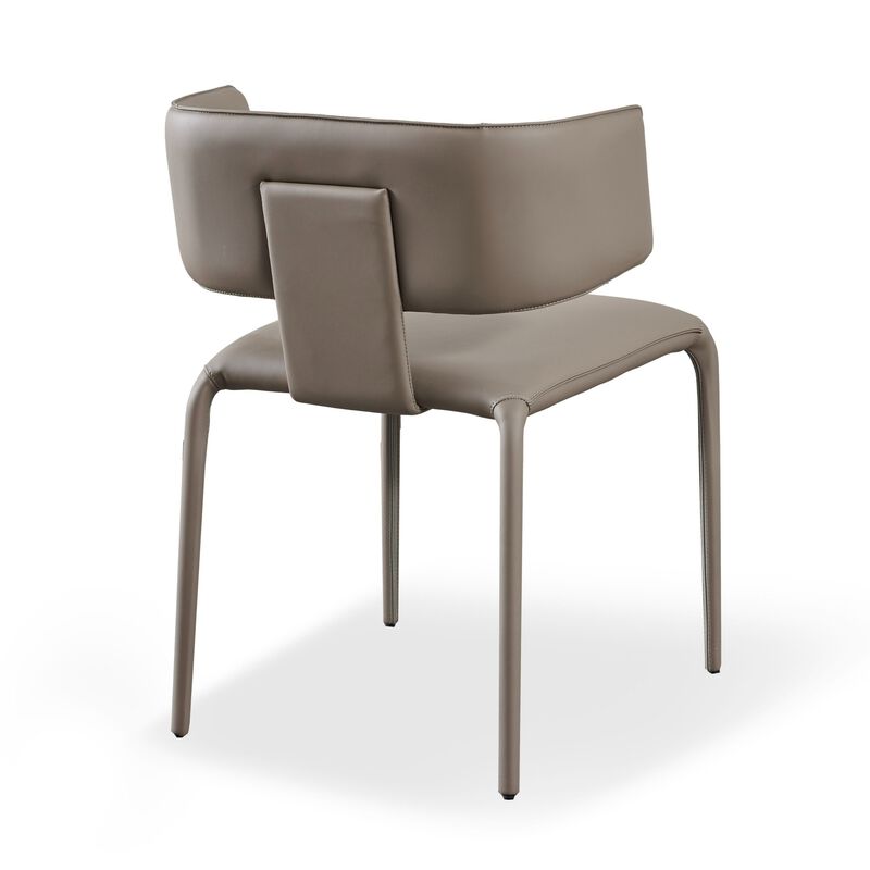 Cid Dell 21 Inch Dining Chair, Gray Faux Leather, Wingback, Metal Frame - Benzara