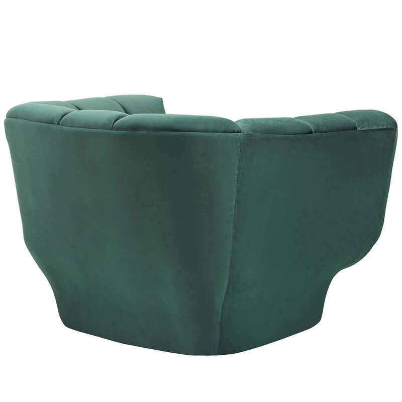 Modway Entertain Vertical Channel Tufted Performance Velvet Accent Lounge Armchair in Green