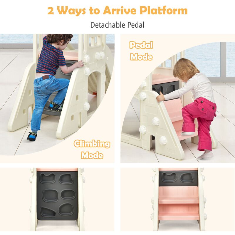 6-In-1 Large Slide for Kids Toddler Climber Slide Playset with Basketball Hoop