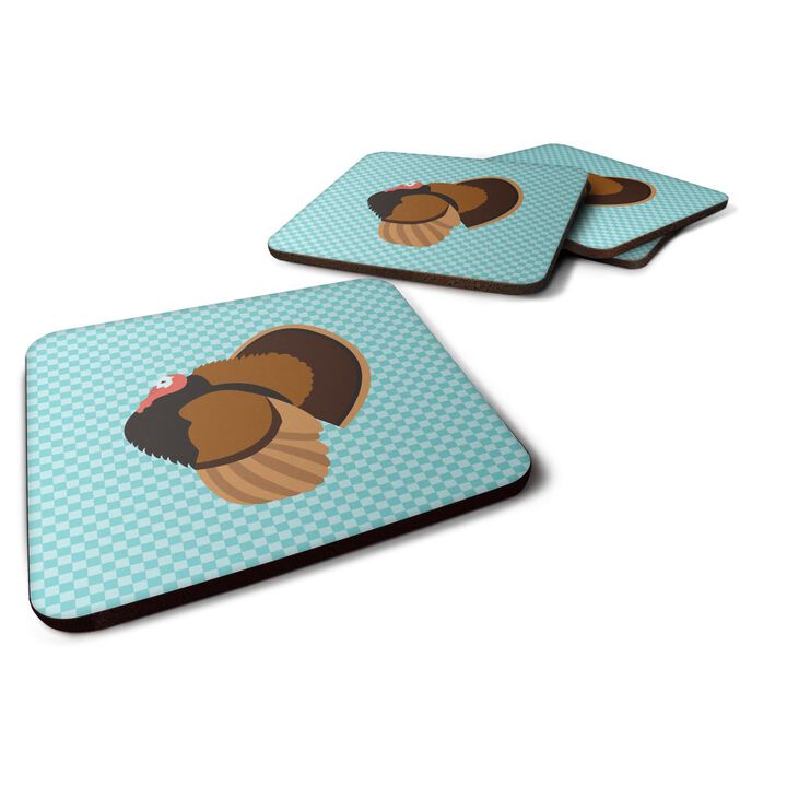 Caroline's Treasures Bronze Turkey Blue Check Decorative coasters, 3.5, Multicolor