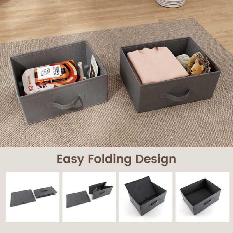Hivvago 2-Drawer Nightstand with Removable Fabric Bins and Pull Handles-Gray