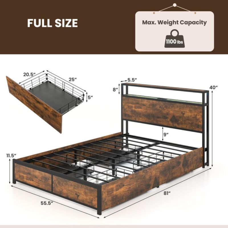 Hivvago Bed Frame with Smart LED Lights and Storage Drawers