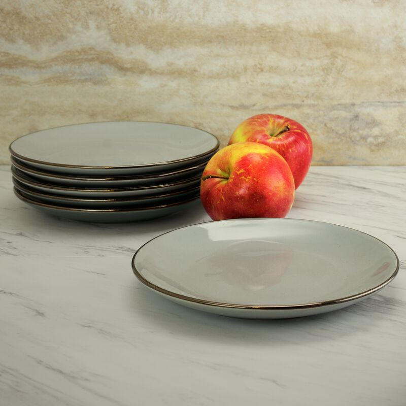 Elama Tahitian Sand 6-Piece Salad Plate Set, Light Grey