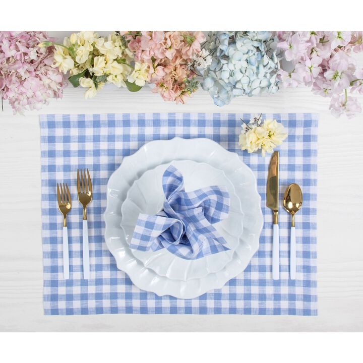 Solino Home 100% Pure Linen Cloth Napkins 20 x 20 Inch Set of 4 | Gingham Check Dinner Napkins