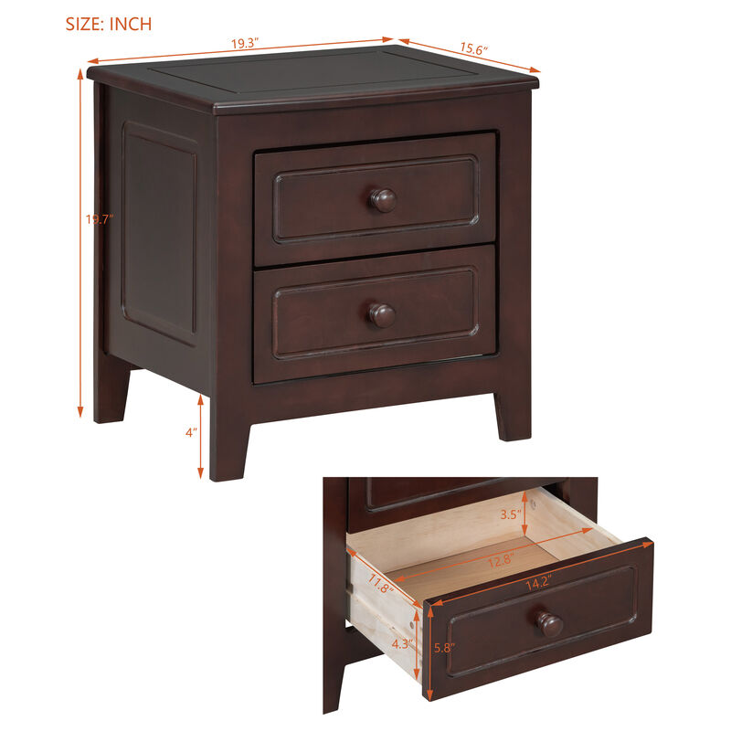 Merax Mid Century Retro 2-Drawer Nightstand