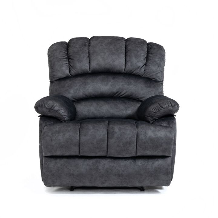 Mondawe Large Manual Recliner Chair in Fabric with Pillow Top Arms and Cushion Back for Living Room, Gray