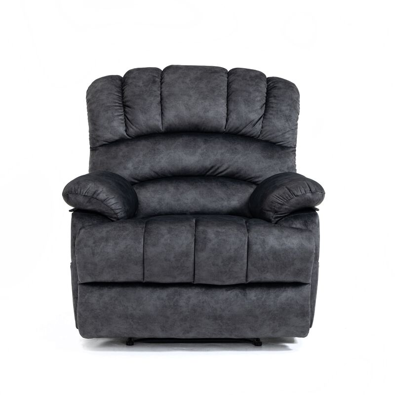 Mondawe Large Manual Recliner Chair in Fabric with Pillow Top Arms and Cushion Back for Living Room, Gray