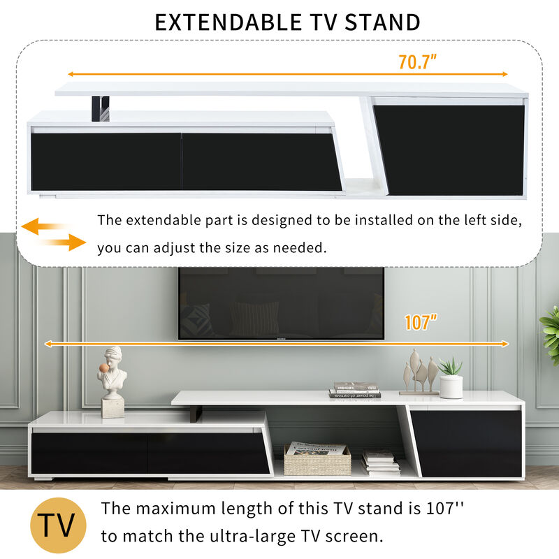Merax Minimalist Rectangle Extendable TV Stand