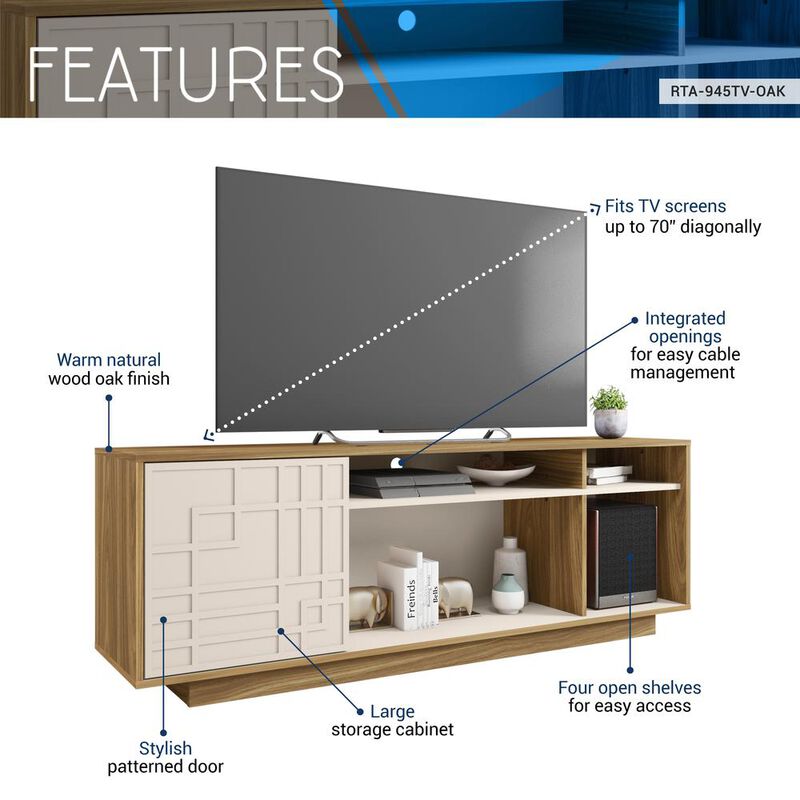 Techni Mobili TV Stand for Screen TVs Up to 70” When Measured Diagonally