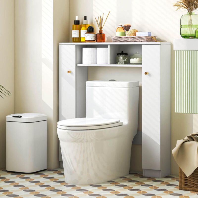 Hivvago Over The Toilet Storage Cabinet with 2 Open Compartments and 4 Adjustable Shelves