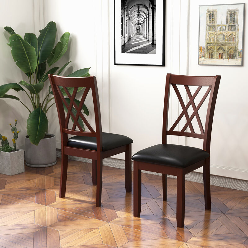 Set of 2 Dining Chair with Backrest and Padded Seat