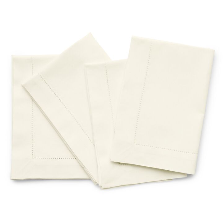Solino Home Cotton Linen Hemstitch Dinner Napkins 20 x 20 Inch Set of 4