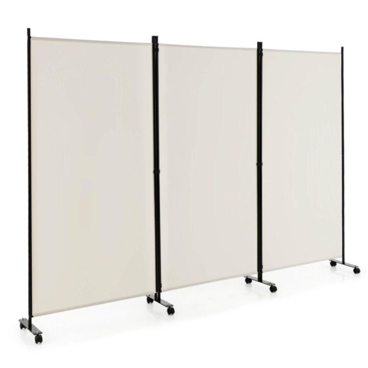 Hivvago 3 Panel Folding Room Divider with Lockable Wheels