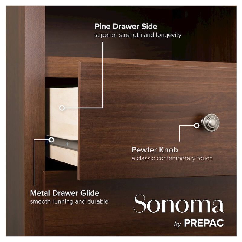 Prepac Cherry Monterey 6 Drawer Dresser