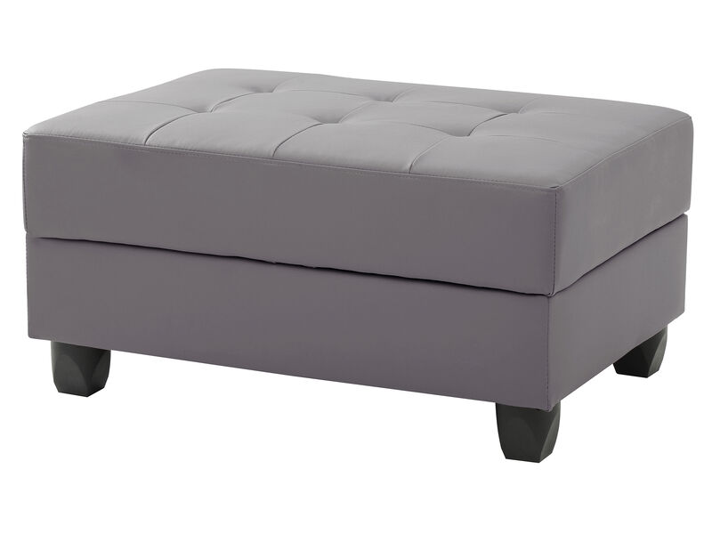 Nyla Gray Faux Leather Upholstered Storage Ottoman