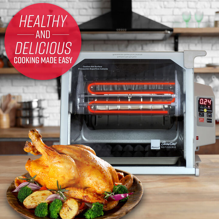 Ronco Digital Rotisserie Oven, Platinum Digital Design, Large Capacity (15lbs) Countertop Oven, Multi-Purpose Basket for Versatile Cooking
