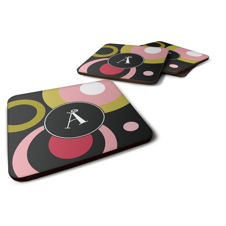 Caroline's Treasures AM1001-AFC Monogram-Retro in Black Foam Coasters (Set of 4), 3.5 H x 3.5 W, Multicolor