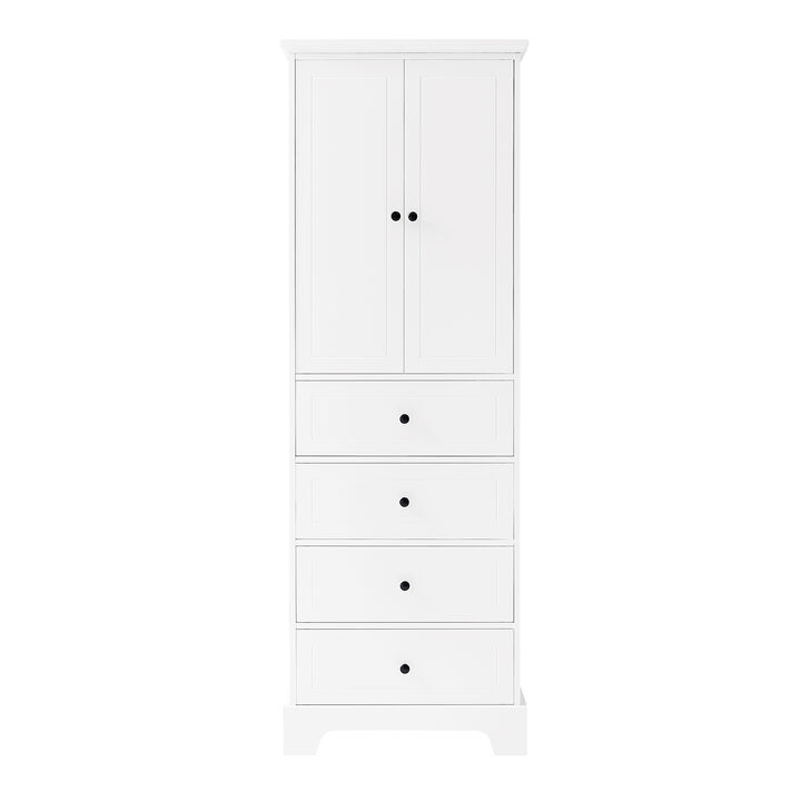 Merax Modern Bathroom Storage Cabinet with 2 Doors and 4 Drawers
