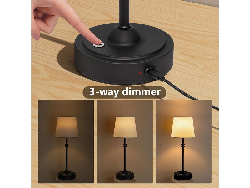 Small Touch Bedside Lamp with Fabric Shade
